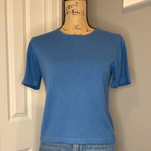 Kerri N Kelsey Womens Size Small Blue Short Sleeve Knit Vintage Sweater
